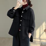 ブラック | ウール調シャツジャケット | Doux Belle