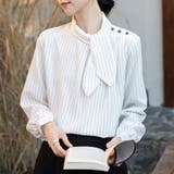 ストライプ柄ボウタイブラウス | Doux Belle  | 詳細画像1 