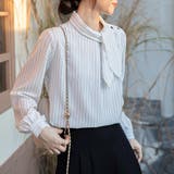 ストライプ柄ボウタイブラウス | Doux Belle  | 詳細画像4 