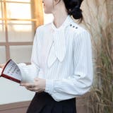 ストライプ柄ボウタイブラウス | Doux Belle  | 詳細画像5 