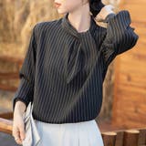 ストライプ柄ボウタイブラウス | Doux Belle  | 詳細画像8 