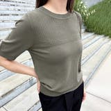 リブ切り替え×半袖ニットトップス | Doux Belle  | 詳細画像9 