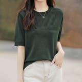 リブ切り替え×半袖ニットトップス | Doux Belle  | 詳細画像2 