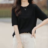 リブ切り替え×半袖ニットトップス | Doux Belle  | 詳細画像19 