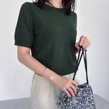 リブ切り替え×半袖ニットトップス | Doux Belle  | 詳細画像4 