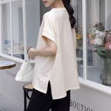 サイドスリットラウンドネックカットソー | Doux Belle  | 詳細画像3 