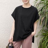 ブラック | サイドスリットラウンドネックカットソー | Doux Belle 