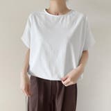 ホワイト | コットン素材シンプル半袖カットソー | Doux Belle 