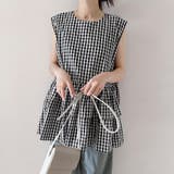 ペプラム風ギンガムチェックトップス | Doux Belle  | 詳細画像11 
