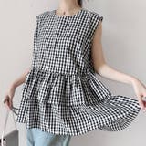 ペプラム風ギンガムチェックトップス | Doux Belle  | 詳細画像13 