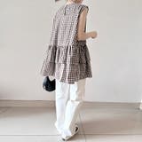 ペプラム風ギンガムチェックトップス | Doux Belle  | 詳細画像6 