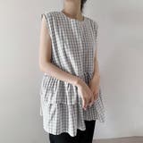 ペプラム風ギンガムチェックトップス | Doux Belle  | 詳細画像8 