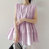 ピンク | ペプラム風ギンガムチェックトップス | Doux Belle 