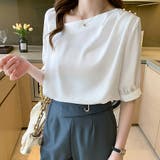 パールボタン付きスタンドカラーブラウス | Doux Belle  | 詳細画像1 