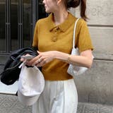 マスタード | 襟付きサマーニットカットソー | Doux Belle 