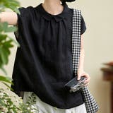 ブラック | フレンチ袖ブラウス | Doux Belle 