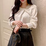 オフホワイト | フロントツイスト長袖ブラウス レディース トップス | Doux Belle