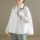 スカラップ刺繍襟長袖シャツ レディース トップス | Doux Belle  | 詳細画像3 