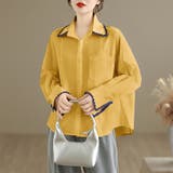 イエロー | スカラップ刺繍襟長袖シャツ レディース トップス | Doux Belle 