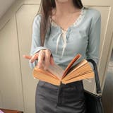 フリルネックレイヤード風長袖トップス レディース トップス | Doux Belle | 詳細画像3