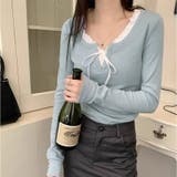 フリルネックレイヤード風長袖トップス レディース トップス | Doux Belle | 詳細画像5