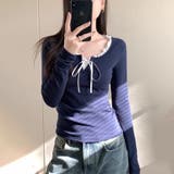 フリルネックレイヤード風長袖トップス レディース トップス | Doux Belle | 詳細画像7