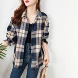 袖シャーリングチェック柄オーバーサイズシャツ レディース トップス | Doux Belle  | 詳細画像3 