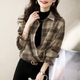 袖シャーリングチェック柄オーバーサイズシャツ レディース トップス | Doux Belle  | 詳細画像5 
