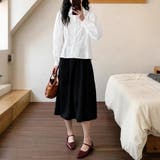 花柄刺繍丸襟長袖ブラウス レディース トップス | Doux Belle  | 詳細画像11 