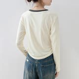 ハートワッペン付きサイドギャザー長袖Tシャツ レディース トップス | Doux Belle  | 詳細画像7 