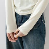 ハートワッペン付きサイドギャザー長袖Tシャツ レディース トップス | Doux Belle  | 詳細画像9 