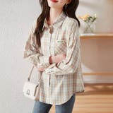 淡色チェック柄ドロップショルダーシャツ レディース トップス | Doux Belle  | 詳細画像5 