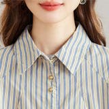 ゴールドボタン付きストライプ長袖シャツ レディース トップス | Doux Belle  | 詳細画像11 