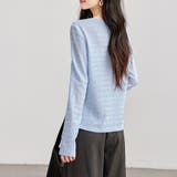 レイヤード風キーネック凹凸素材長袖カットソー レディース トップス | Doux Belle  | 詳細画像11 