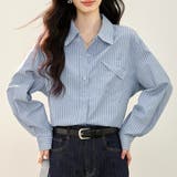 オーバーサイズストライプ長袖シャツ レディース トップス | Doux Belle  | 詳細画像2 