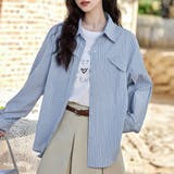 オーバーサイズストライプ長袖シャツ レディース トップス | Doux Belle  | 詳細画像8 