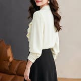 フロントフリルスタンドカラー長袖ブラウス レディース トップス | Doux Belle  | 詳細画像5 