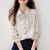 ストライプ柄ベーシック長袖シャツ レディース トップス | Doux Belle  | 詳細画像3 
