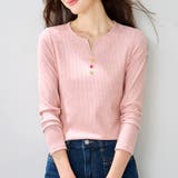 フロントボタンキーネックリブカットソー レディース トップス | Doux Belle  | 詳細画像3 