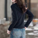 ハーフジップフード付き刺繍長袖パーカー レディース トップス | Doux Belle  | 詳細画像11 