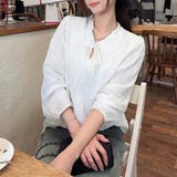 フリルカラーレース切替長袖ブラウス レディース トップス | Doux Belle | 詳細画像2