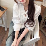 フリルカラーレース切替長袖ブラウス レディース トップス | Doux Belle | 詳細画像3