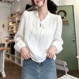 フリルカラーレース切替長袖ブラウス レディース トップス | Doux Belle | 詳細画像5