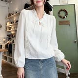 フリルカラーレース切替長袖ブラウス レディース トップス | Doux Belle | 詳細画像6