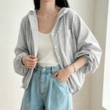 チェック柄フード付き長袖シャツアウター レディース トップス | Doux Belle | 詳細画像3