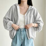 チェック柄フード付き長袖シャツアウター レディース トップス | Doux Belle | 詳細画像4