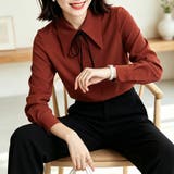 ビッグカラーリボンタイ付きシャツブラウス レディース トップス | Doux Belle | 詳細画像4