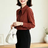 ビッグカラーリボンタイ付きシャツブラウス レディース トップス | Doux Belle | 詳細画像6