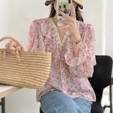花柄レースフリルVネック長袖ブラウス レディース トップス | Doux Belle | 詳細画像9