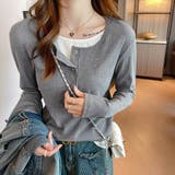 シンプルデザインドッキング長袖トップス レディース トップス | Doux Belle | 詳細画像2
